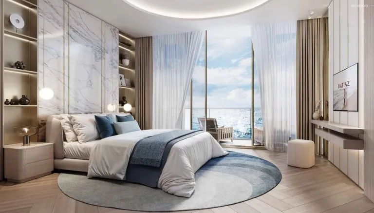 Apartment interior with panoramic windows in Beach Walk
